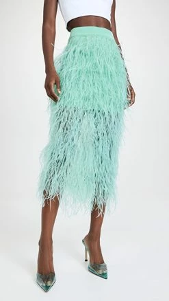 Wholesale 🌟 Aliette Ostrich Feather 👗 Skirt Turquoise 🌟
